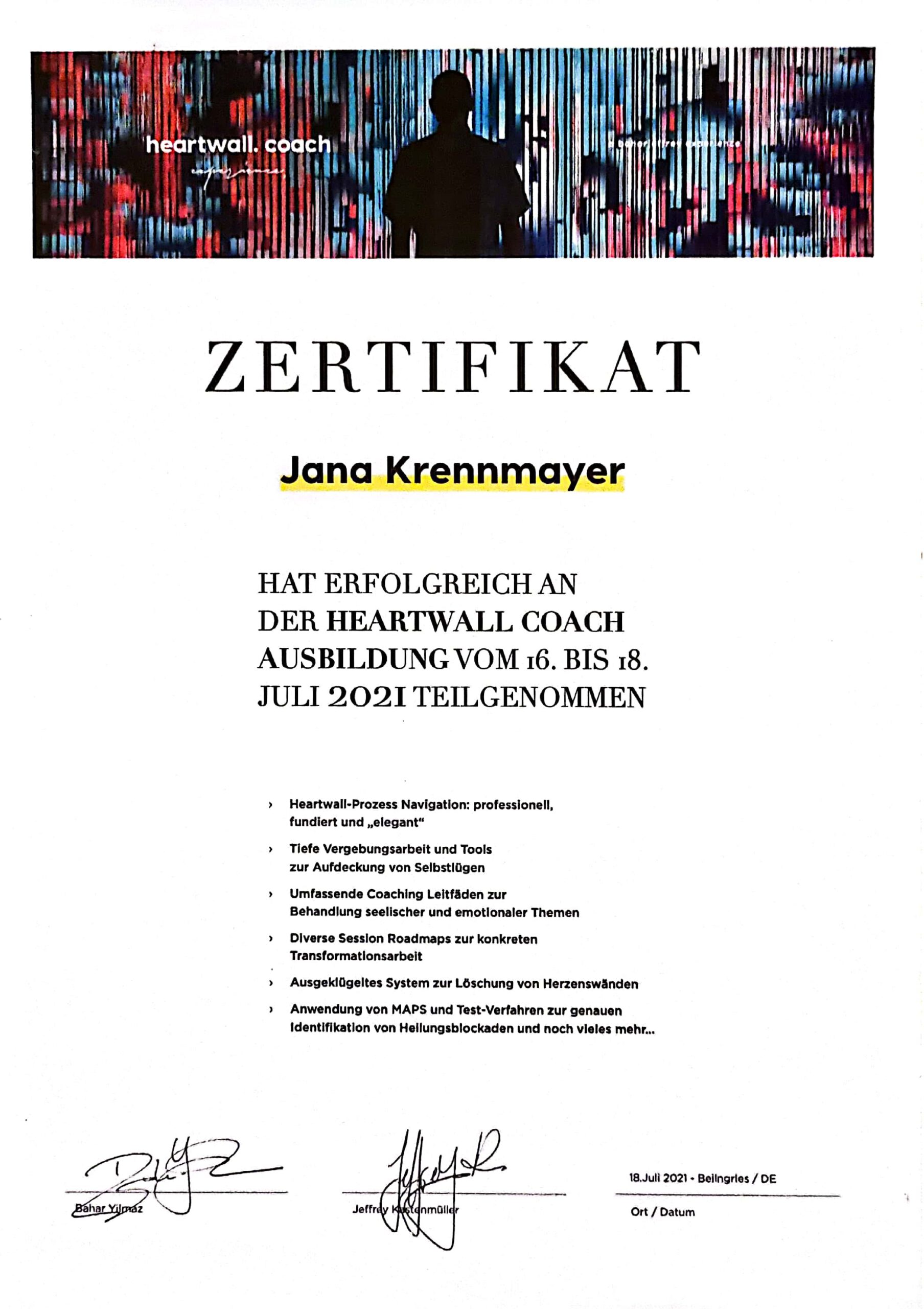 Heartwall Zertifikat