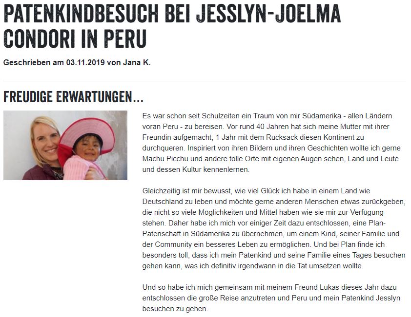 Plan International Besuchsbericht S. 1